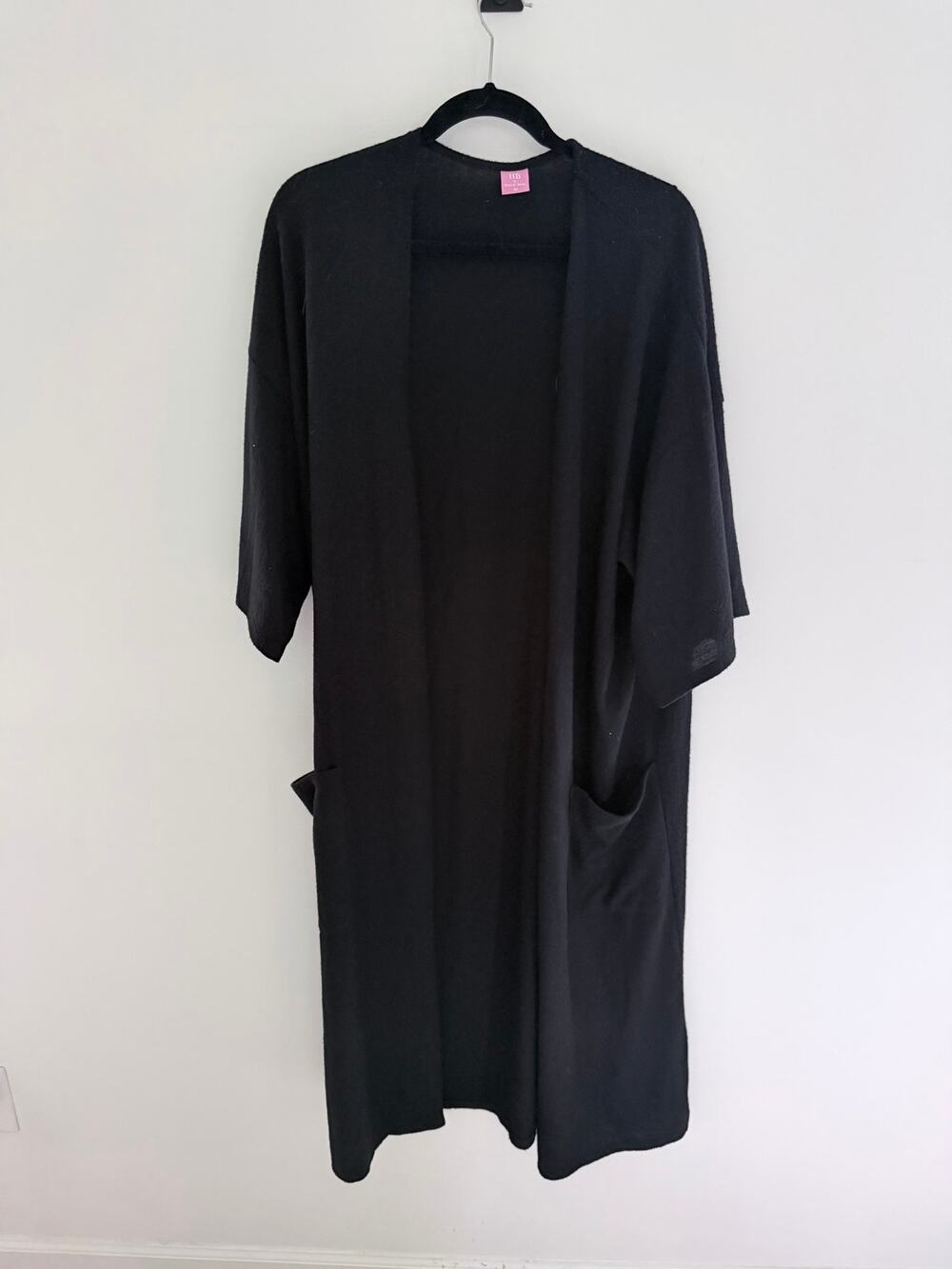 HB by Hale Bob Oversized Black Open Lounge Cardigan-Size M